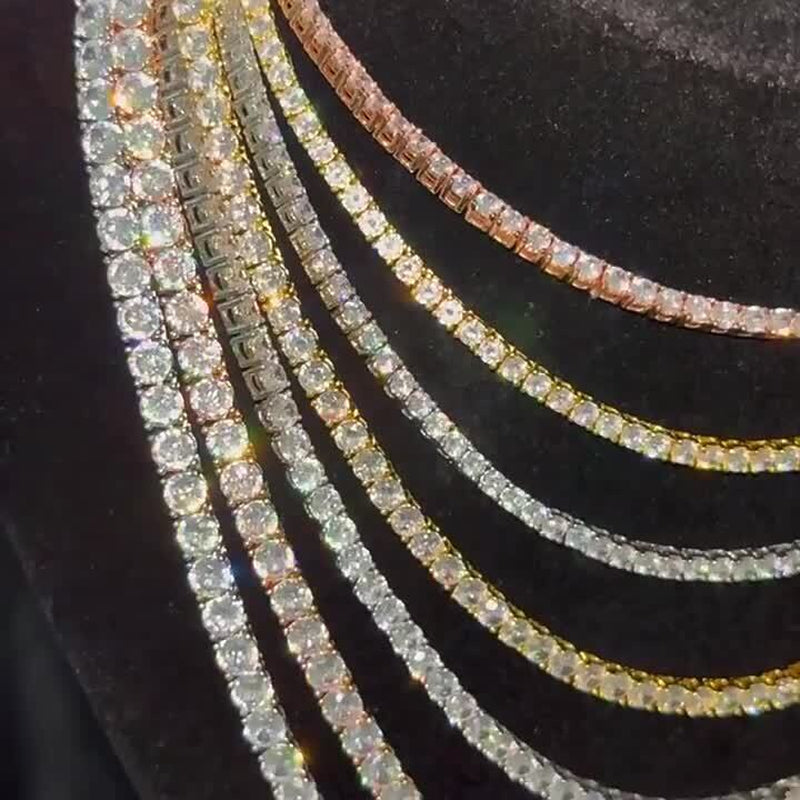 6"-24" Hip Hop Necklace Bracelets 5A CZ Diamonds Real Gold Plated Tennis Chain
