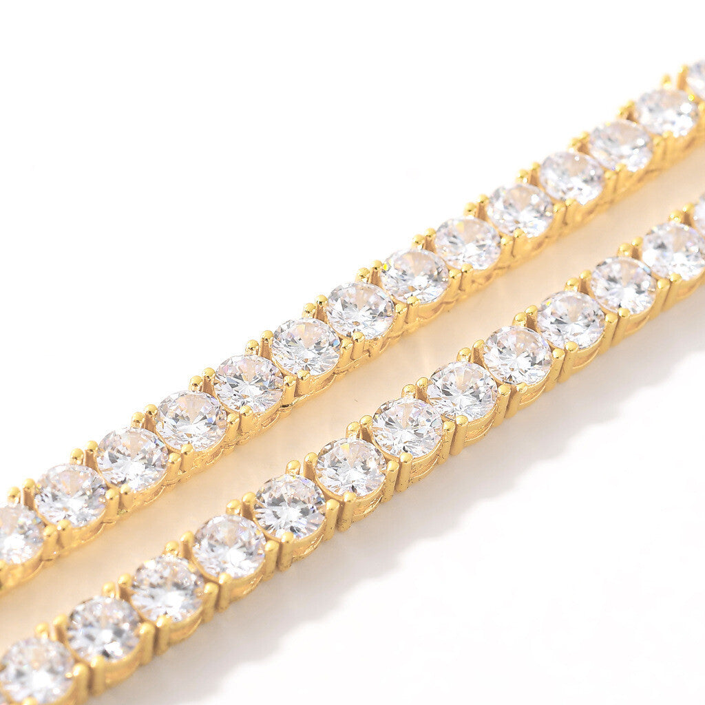 6"-24" Hip Hop Necklace Bracelets 5A CZ Diamonds Real Gold Plated Tennis Chain