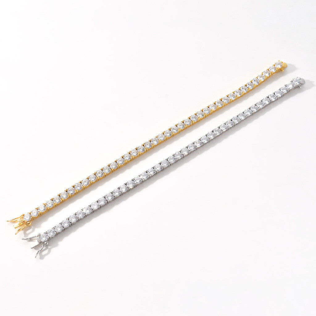 6"-24" Hip Hop Necklace Bracelets 5A CZ Diamonds Real Gold Plated Tennis Chain