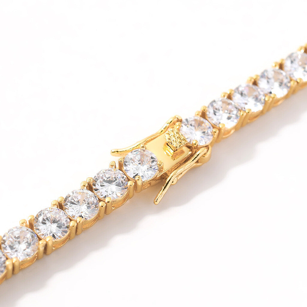 6"-24" Hip Hop Necklace Bracelets 5A CZ Diamonds Real Gold Plated Tennis Chain
