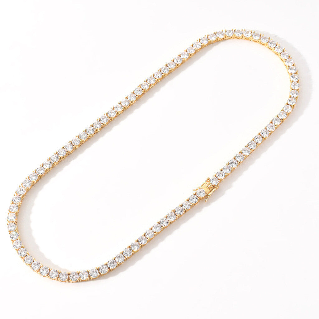6"-24" Hip Hop Necklace Bracelets 5A CZ Diamonds Real Gold Plated Tennis Chain