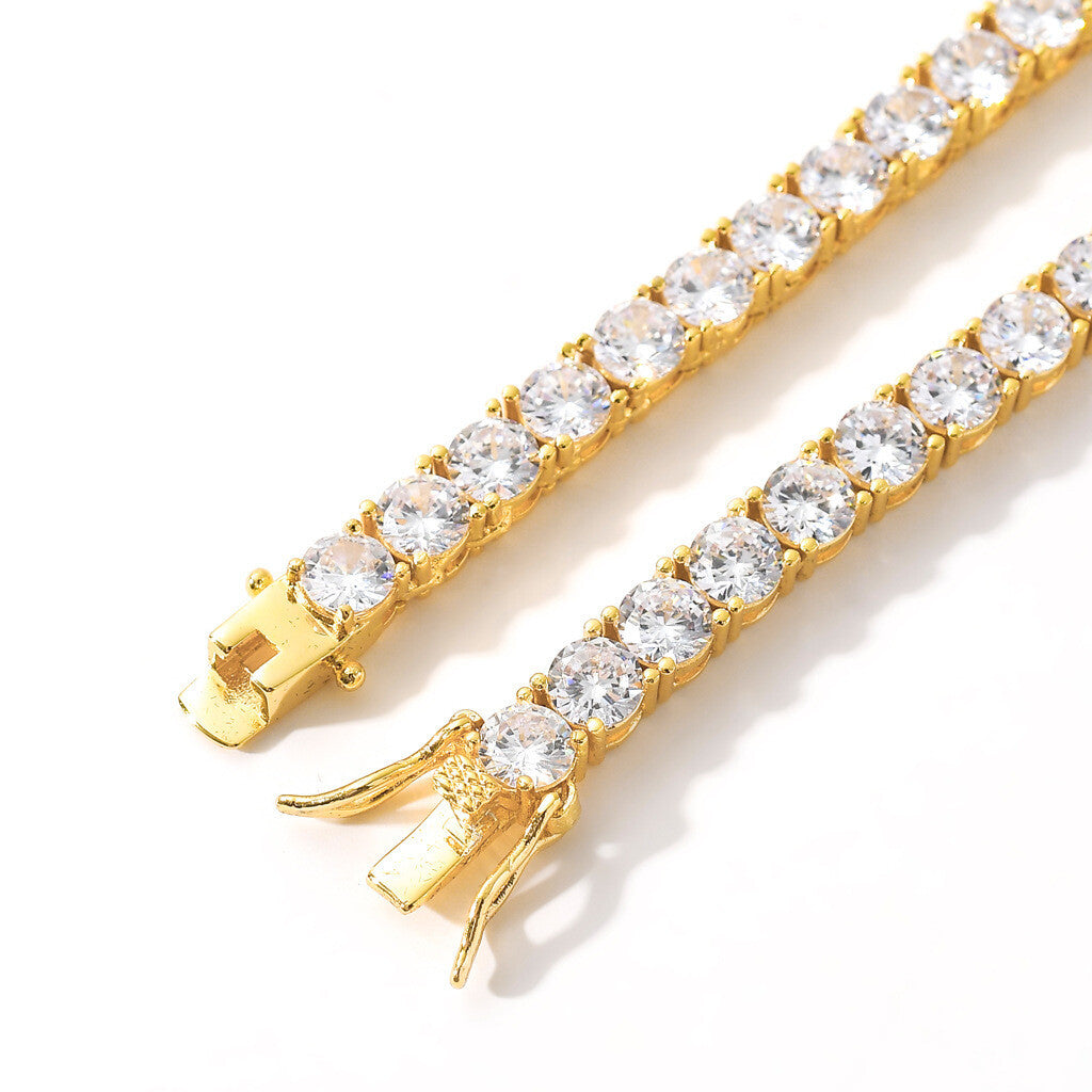 6"-24" Hip Hop Necklace Bracelets 5A CZ Diamonds Real Gold Plated Tennis Chain