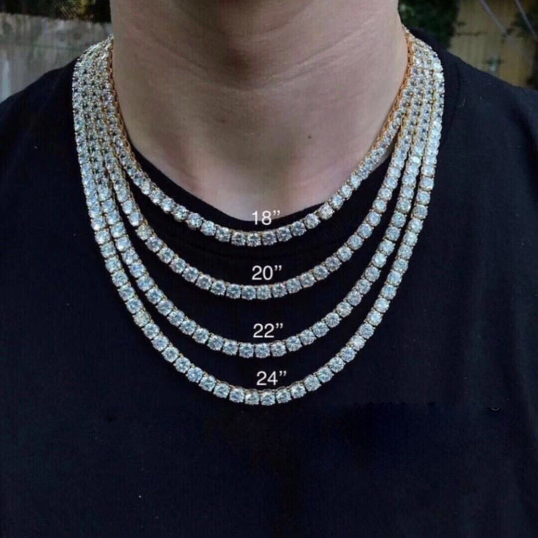 6"-24" Hip Hop Necklace Bracelets 5A CZ Diamonds Real Gold Plated Tennis Chain
