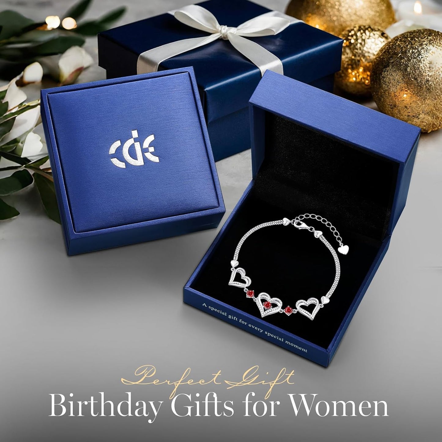 Forever Love Heart Charm Link Bracelet for Women, 925 Sterling Silver Birthstone Bracelet Mother'S Day Gift Anniversary Christmas Birthday Jewelry Gifts for Women Wife Her Girlfriend
