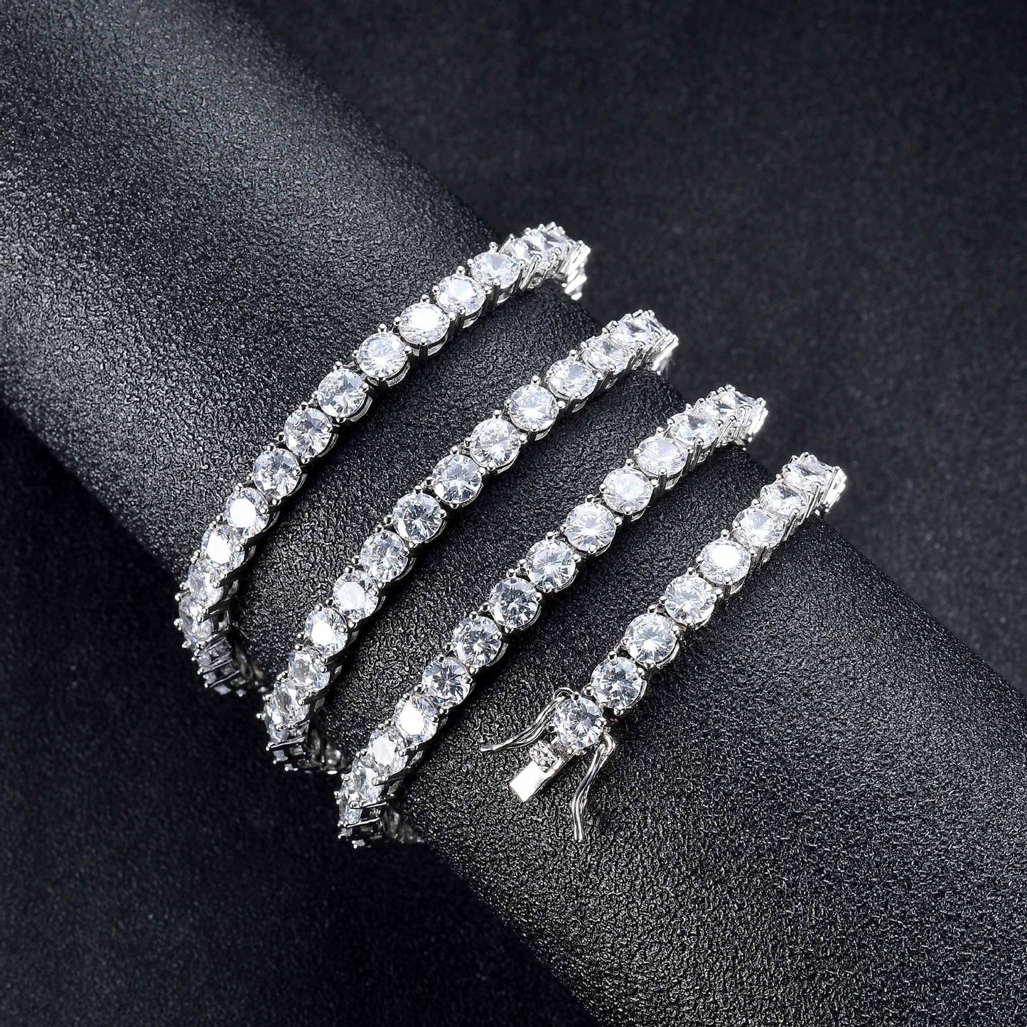 6"-24" Hip Hop Necklace Bracelets 5A CZ Diamonds Real Gold Plated Tennis Chain