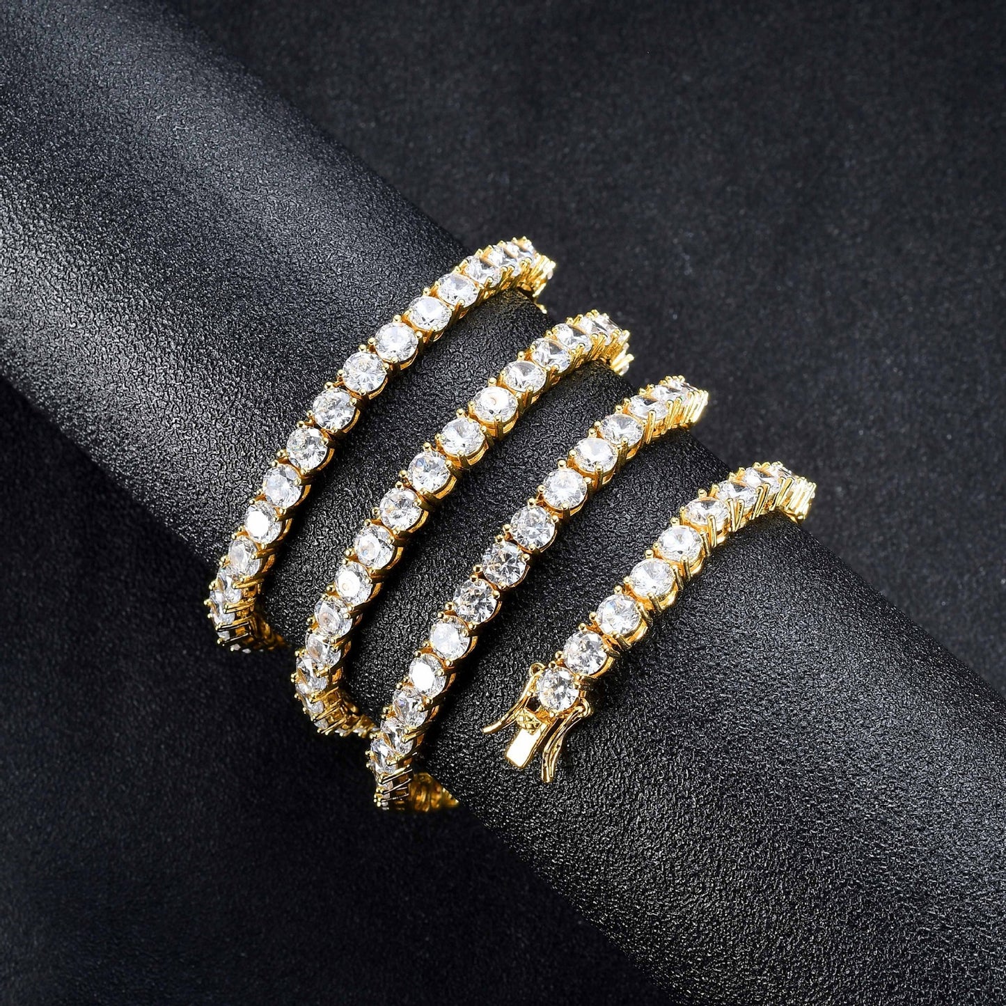 6"-24" Hip Hop Necklace Bracelets 5A CZ Diamonds Real Gold Plated Tennis Chain