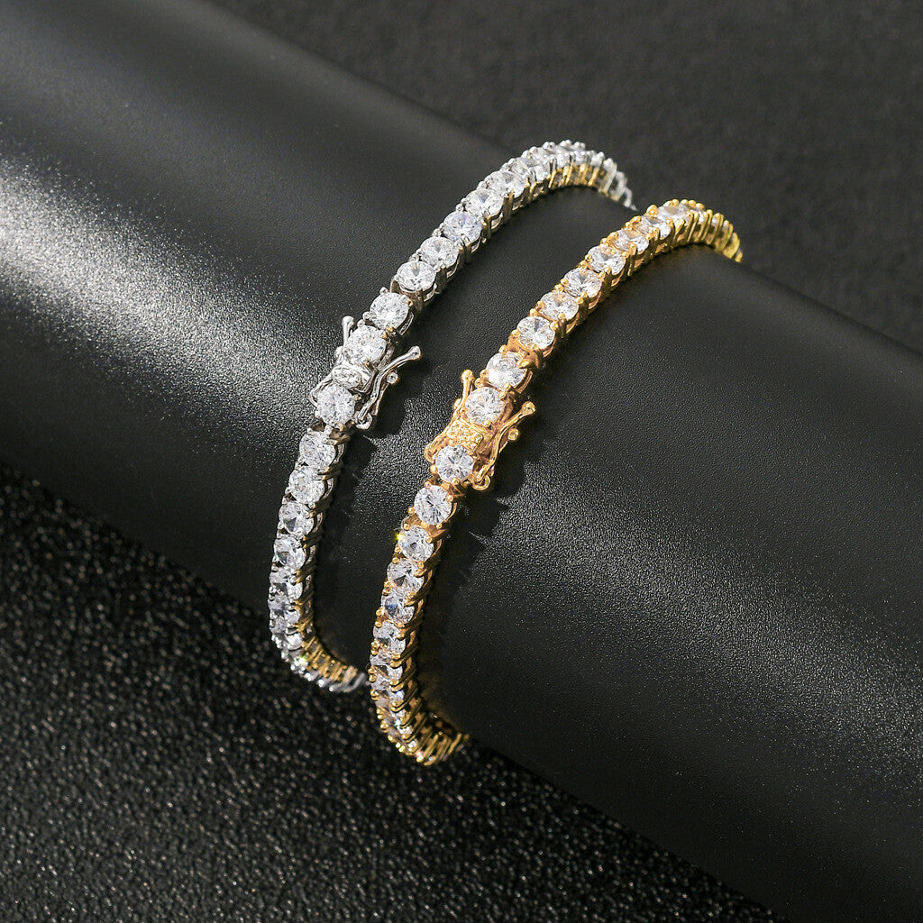 6"-24" Hip Hop Necklace Bracelets 5A CZ Diamonds Real Gold Plated Tennis Chain