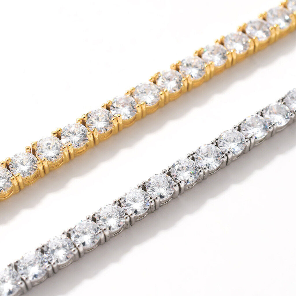 6"-24" Hip Hop Necklace Bracelets 5A CZ Diamonds Real Gold Plated Tennis Chain