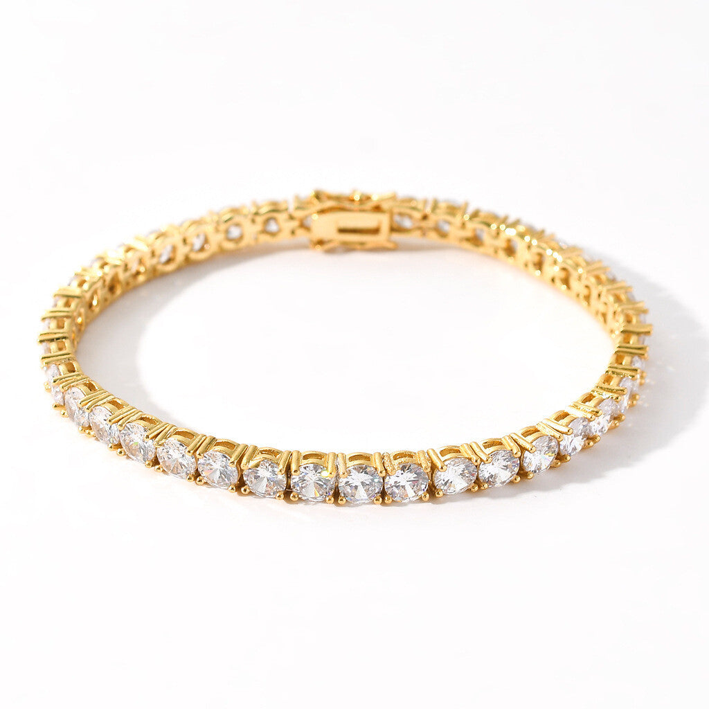 6"-24" Hip Hop Necklace Bracelets 5A CZ Diamonds Real Gold Plated Tennis Chain
