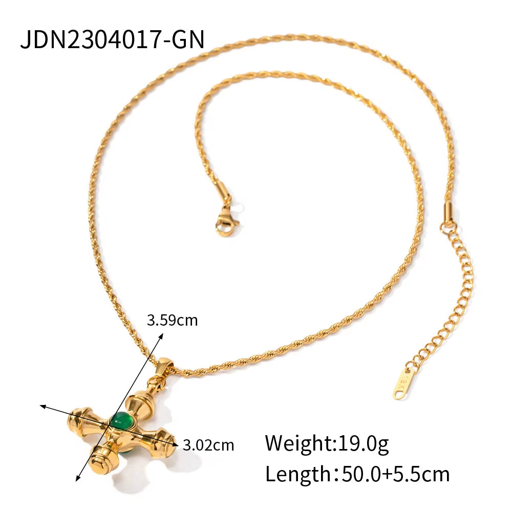 18K Gold Stainless Steel Cross Necklace Titanium Steel Non-Fading Jewelry Trendy Link Chain Women