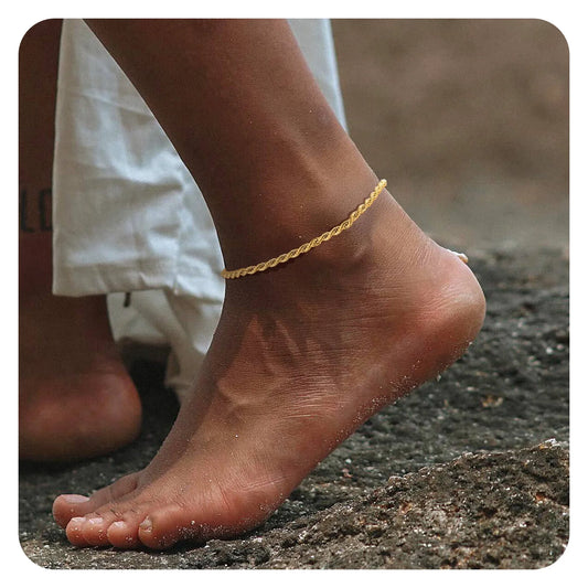 18K Gold Plated Anklets for Women Summer Jewelry Rope Ankle Chain Bracelets
