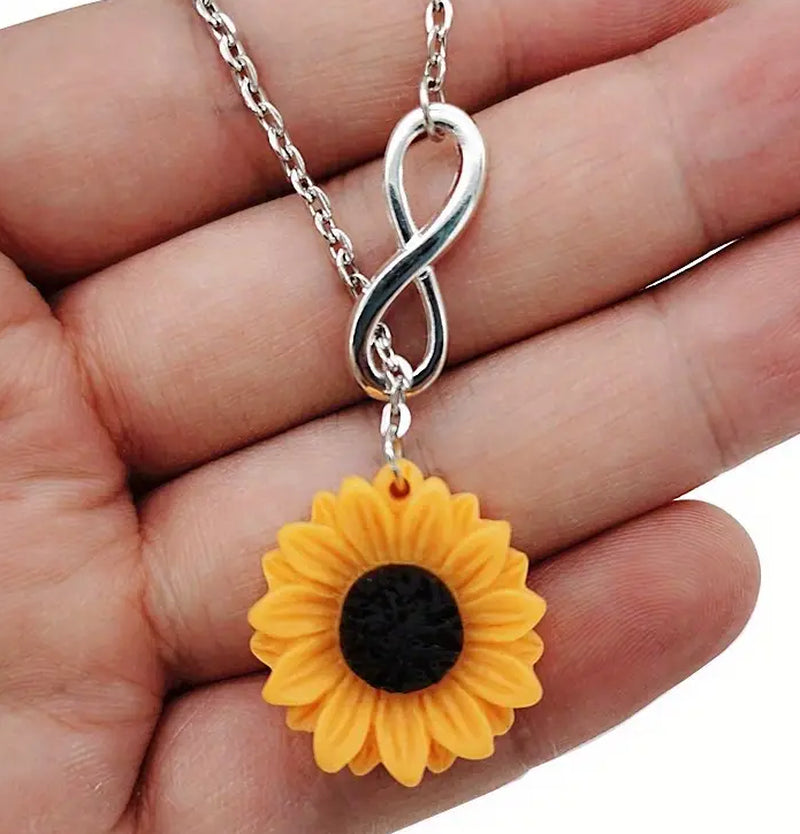 Pendant Necklace Yellow Sunflower Bridal Flower Infinity Charm Daisy Fashion New